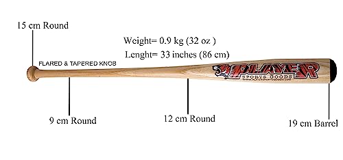 PSG Ash Wood Baseball Bat, Size 33 inches