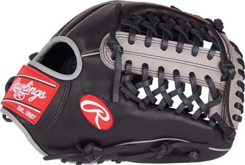 Rawlings Foundation Baseball Glove, RHT, 12", Black/Grey
