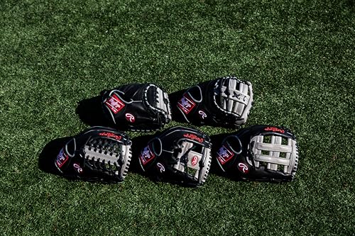 Rawlings Foundation Baseball Glove, RHT, 12", Black/Grey