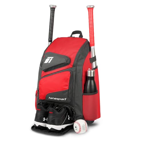 Tonesport Baseball Bag - Dark Red Bat Backpack