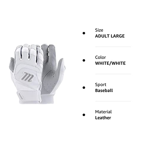 Marucci Signature Batting Gloves - White/White (Adult Large)
