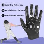 Seibertron Adult Black Baseball/Softball Batting Gloves