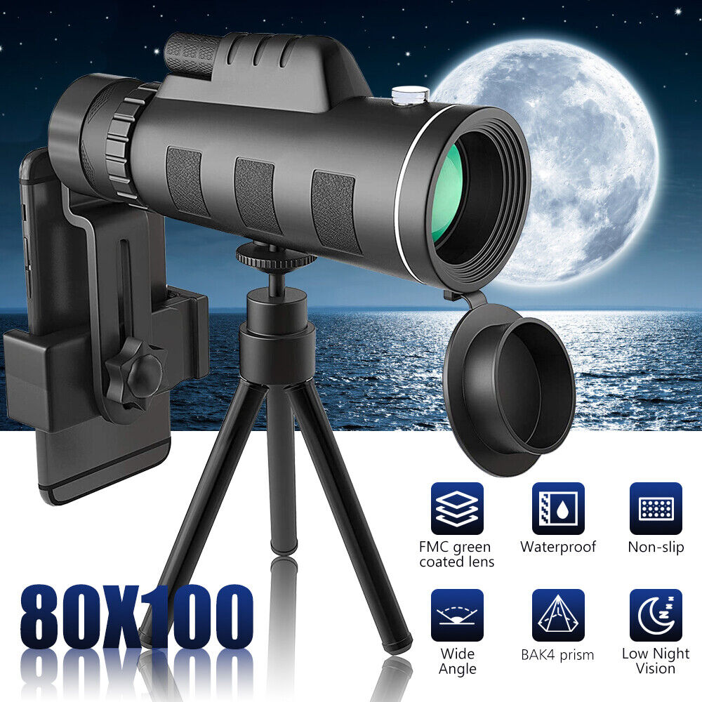80x100 Zoom Day/Night Vision HD Monocular Telescope