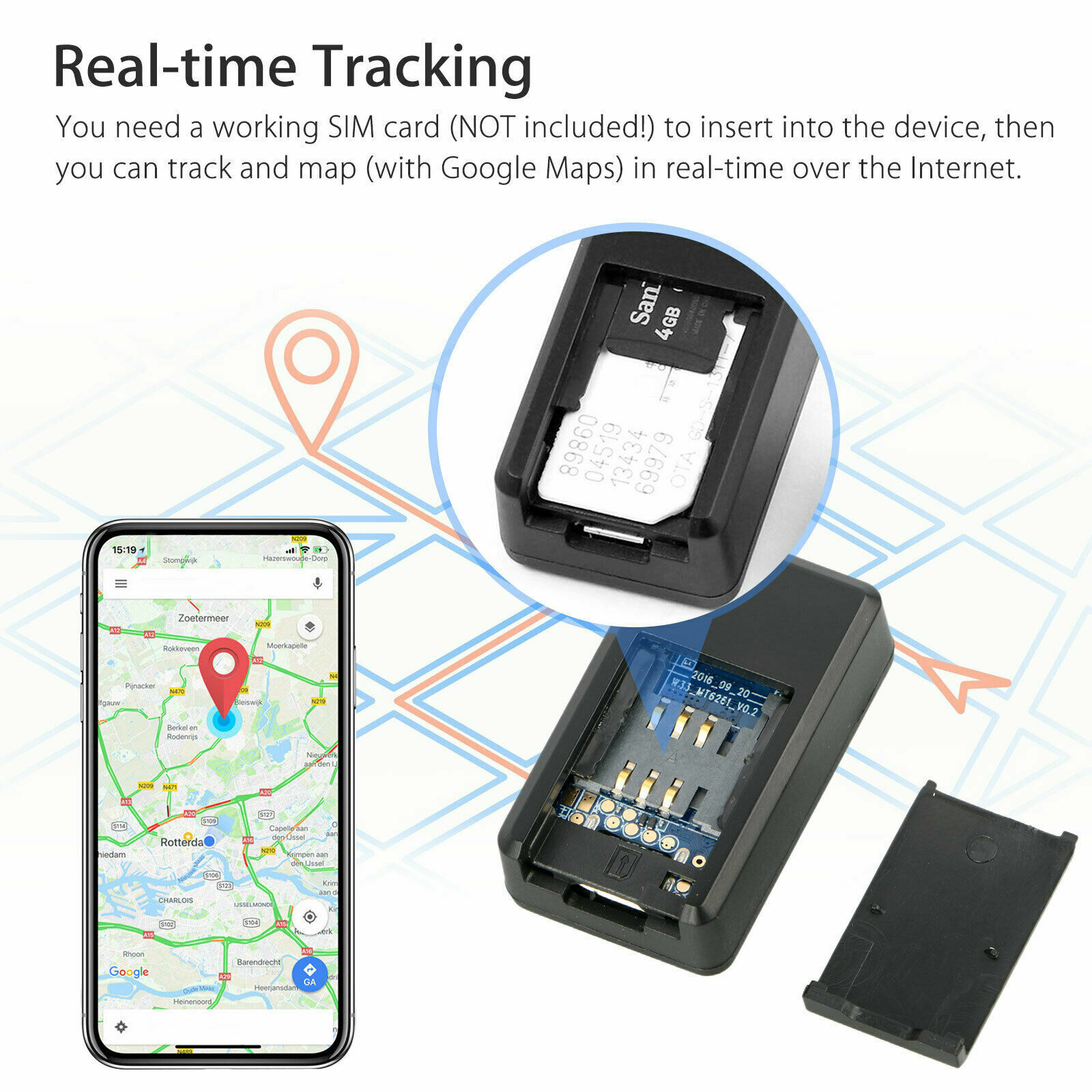 Mini GPS Car Tracker with Real-time Tracking