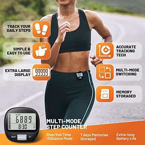 Clip-On 3D Pedometer with Memory & Tracking