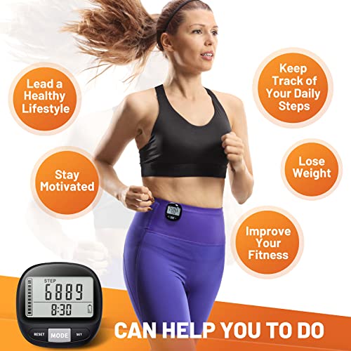 Clip-On 3D Pedometer with Memory & Tracking