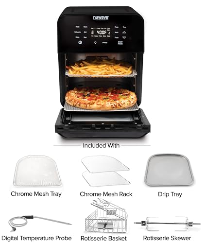 Nuwave Brio Air Fryer Oven, 15.5Qt, Rotisserie & Skewer