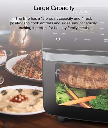 Nuwave Brio Air Fryer Oven, 15.5Qt, Rotisserie & Skewer
