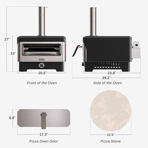 12" Wood Pellet Outdoor Pizza Oven with Rotating Stone