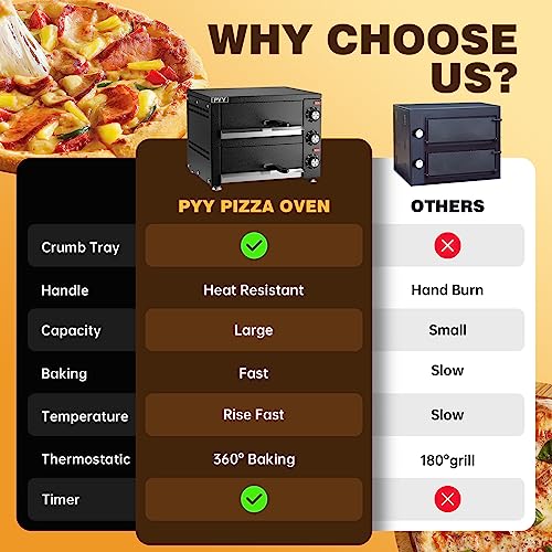 Electric Countertop Pizza Oven 2-Layers Stainless Steel
