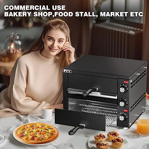 Electric Countertop Pizza Oven 2-Layers Stainless Steel