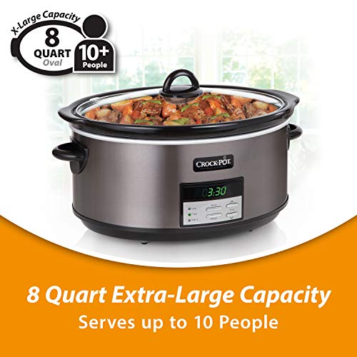 Crock-Pot Programmable Slow Cooker, 8 Quart, Black Stainless