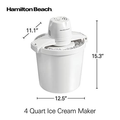 Hamilton Beach Ice Cream Maker, 4 Quart, White
