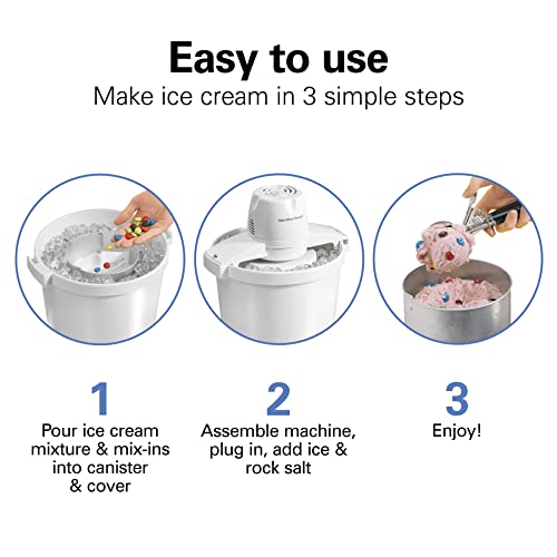 Hamilton Beach Ice Cream Maker, 4 Quart, White
