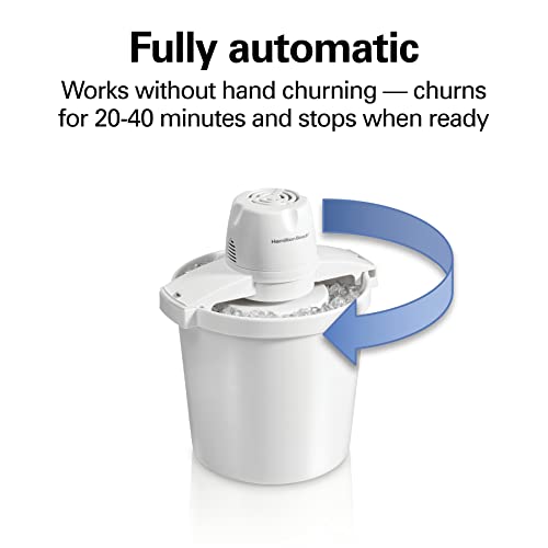 Hamilton Beach Ice Cream Maker, 4 Quart, White