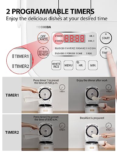 Toshiba Rice Cooker with 8 Functions - Non-Stick Inner Pot