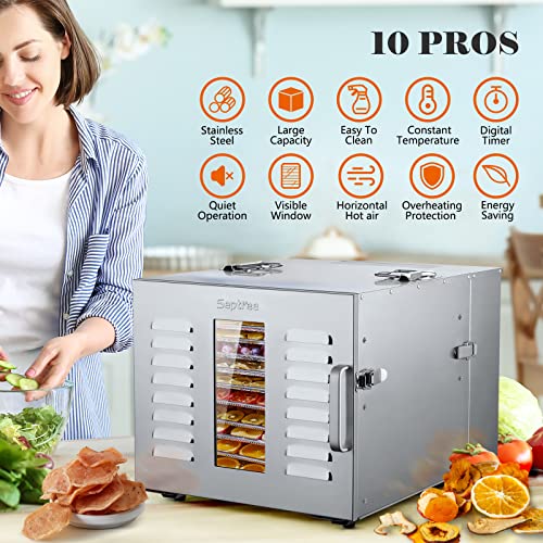 Septree 10-Tray Stainless Steel Food Dehydrator, 1000W