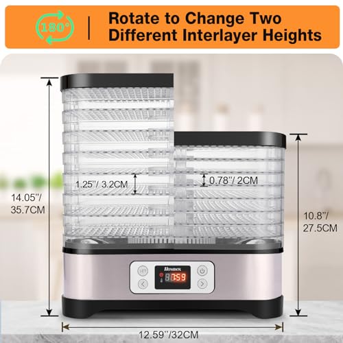 Homdox 8-Tray Food Dehydrator with Timer & Temperature Control