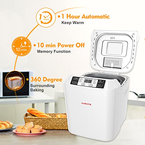 AUMATE Bread Machine: 2LB, 12 Presets, Gluten-Free