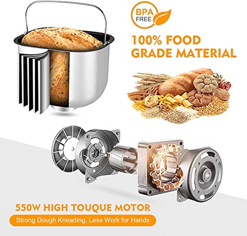 AUMATE Bread Machine: 2LB, 12 Presets, Gluten-Free