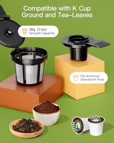 Upgraded 4-5 Cups Coffee Maker for K Cups and Ground Coffee