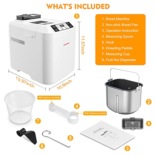 AUMATE Bread Machine: 2LB, 12 Presets, Gluten-Free