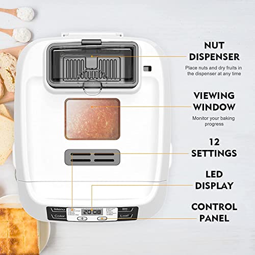 AUMATE Bread Machine: 2LB, 12 Presets, Gluten-Free