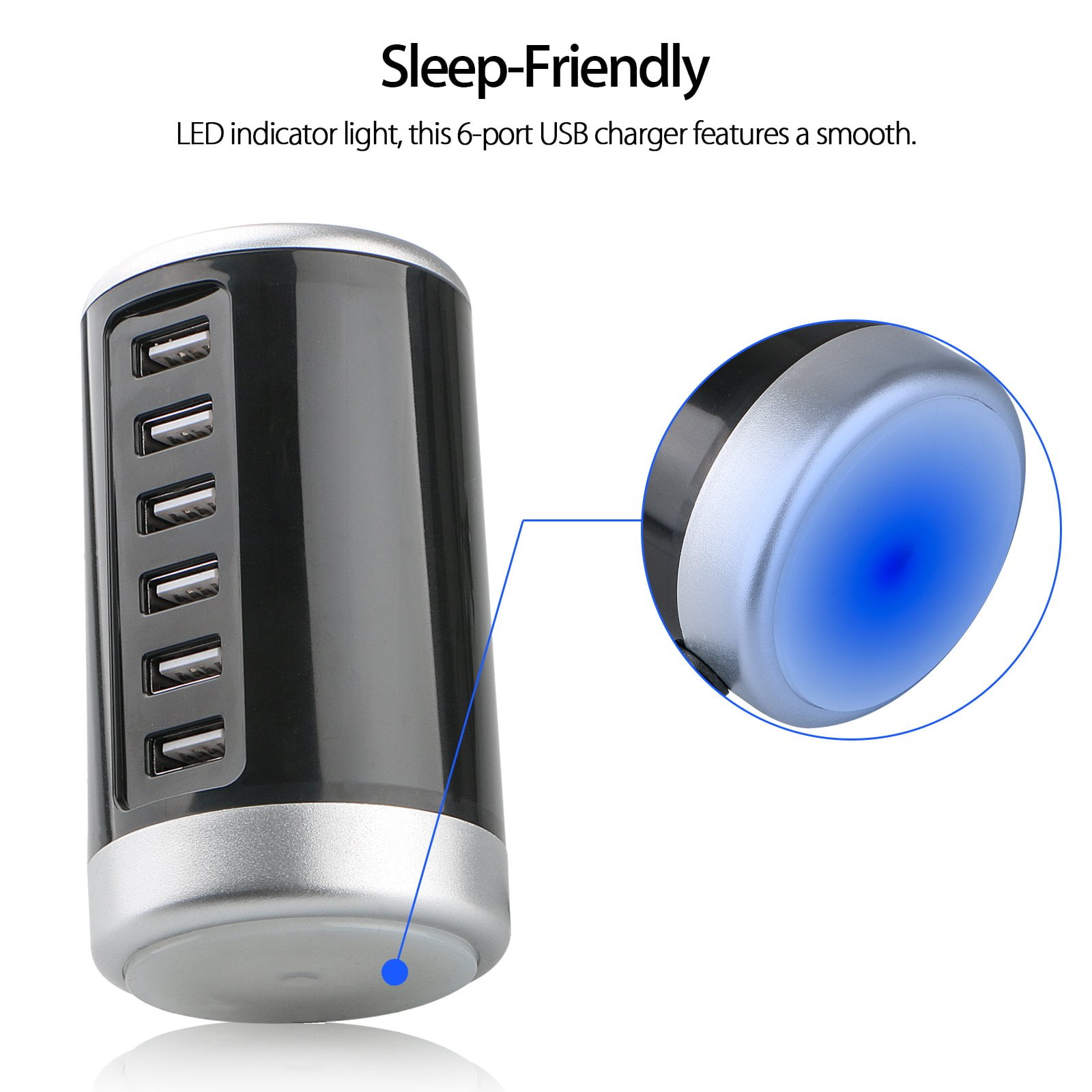 6-Port USB Wall Charger for Mobile Devices