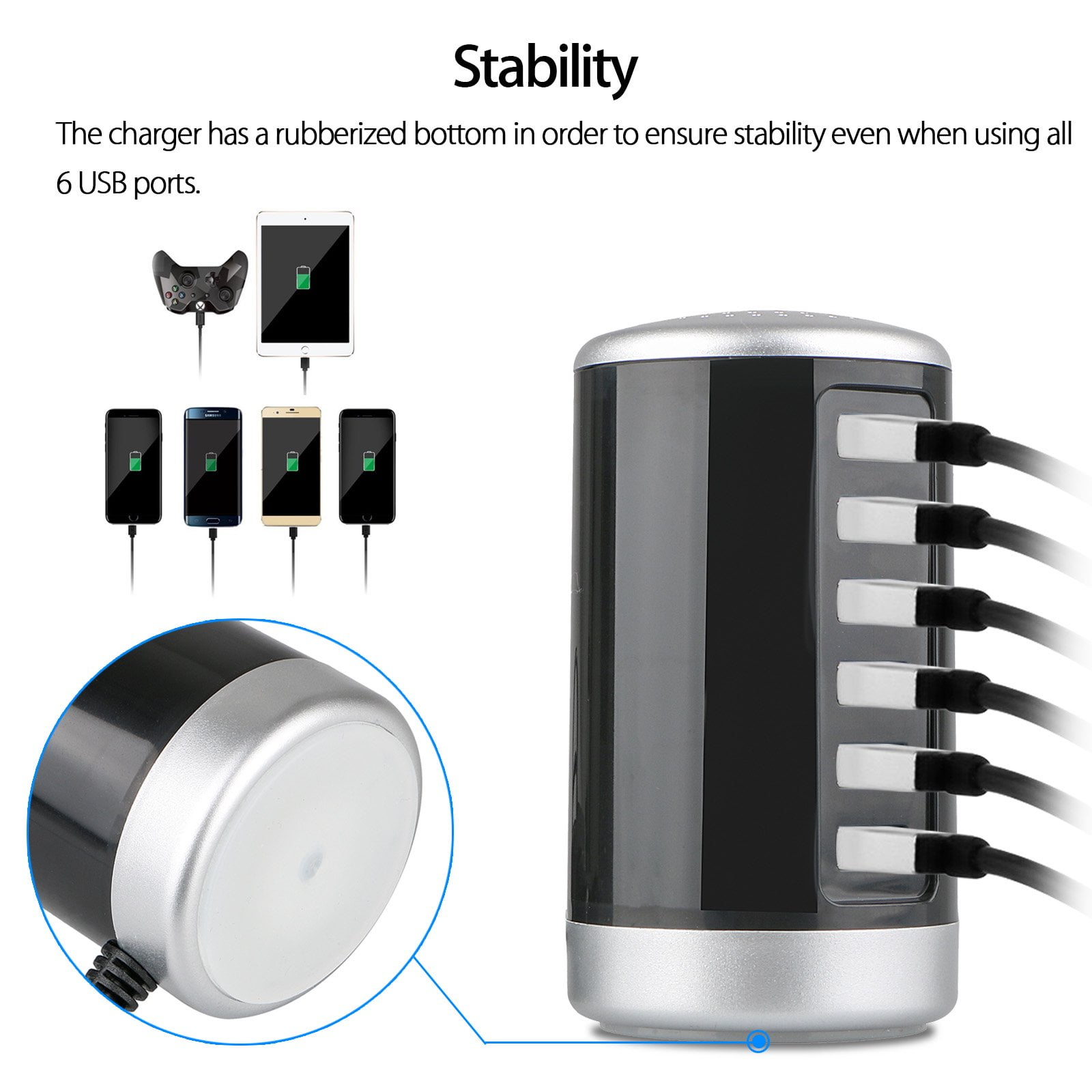 6-Port USB Wall Charger for Mobile Devices