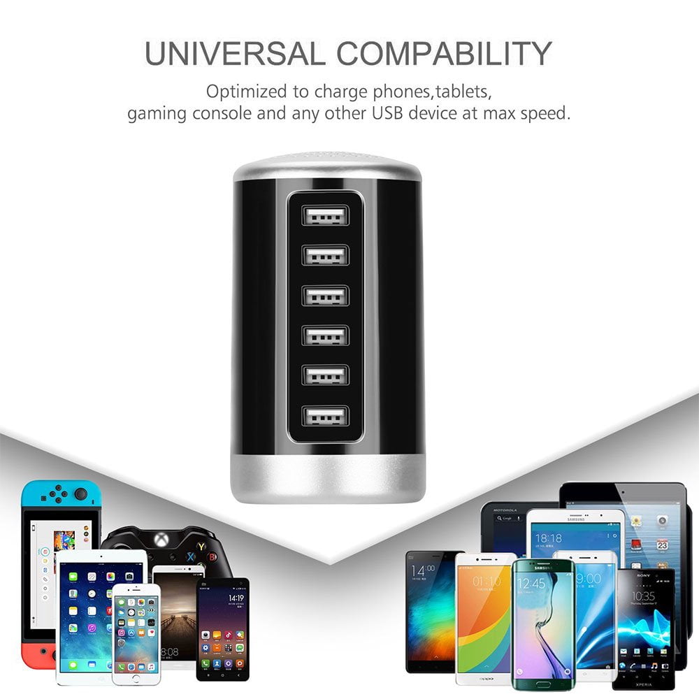 6-Port USB Wall Charger for Mobile Devices