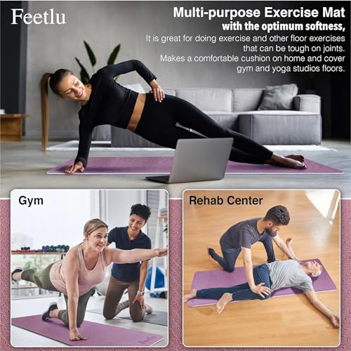 Thick Non-Slip Feetlu Yoga Mat with Strap