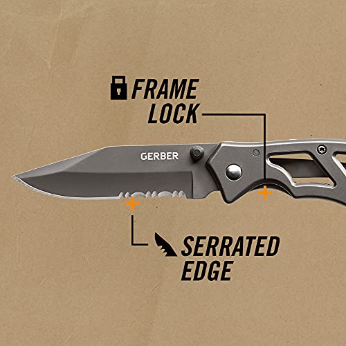 Gerber Paraframe I Folding Pocket Knife, Serrated Edge