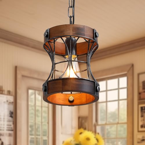 Rustic Farmhouse Pendant Light: Small, Wood Chandelier