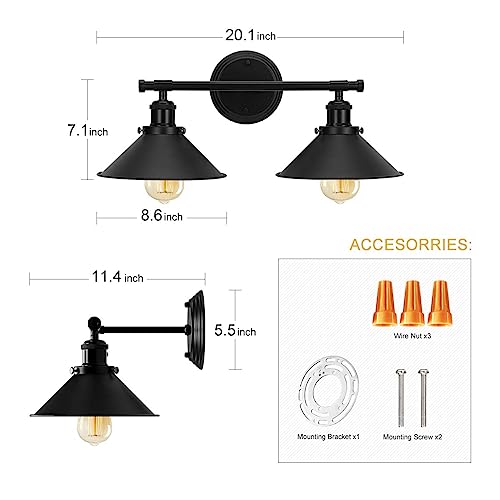 Matte Black Farmhouse Vanity Lighting for Bathroom