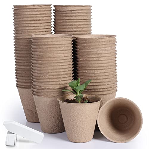 100-Pack Biodegradable Peat Pots with Label