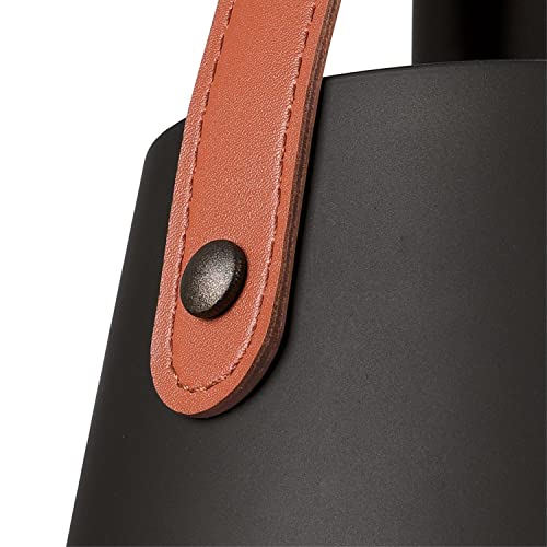 Contemporary Mini Pendant with Leather Strap, Black-Bronze Finish