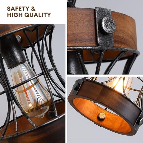 Rustic Farmhouse Pendant Light: Small, Wood Chandelier