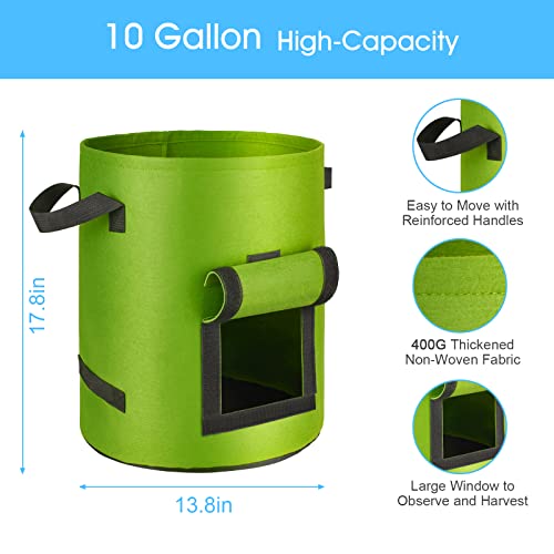 Beautyflower 4-Pack 10 G. Grow Bags with Harvest Window