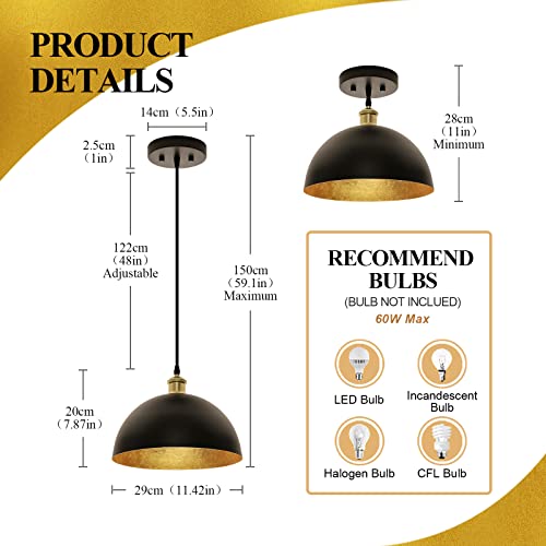 Vintage Black and Gold Pendant Light Fixture