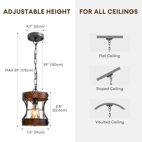 Rustic Farmhouse Pendant Light: Small, Wood Chandelier