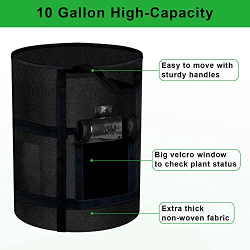 4-Pack 10 Gallon Grow Bags with Harvest Window