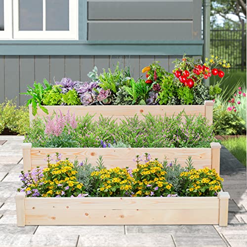Outdoor Wooden Raised Garden Bed Planter Kit - 3 Tier