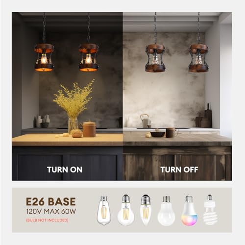 Rustic Farmhouse Pendant Light: Small, Wood Chandelier