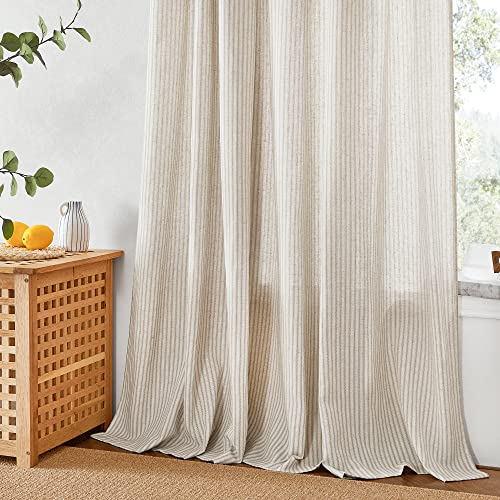 Boho Linen Taupe Curtains, Country Style Homestead Drapes