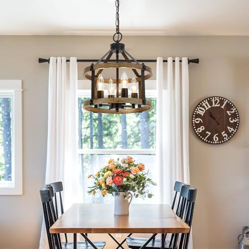 Rustic Farmhouse Chandelier for Dining Room Kitchen