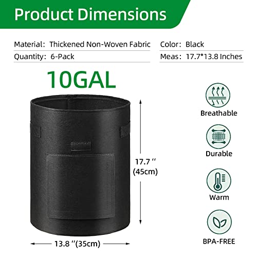 6-Pack Potato Grow Bags - 10 Gallon Planters