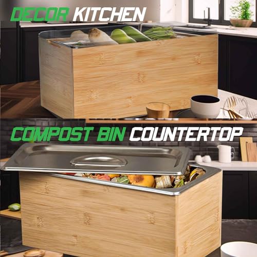 Indoor Countertop Compost Bin with Stainless Steel Insert