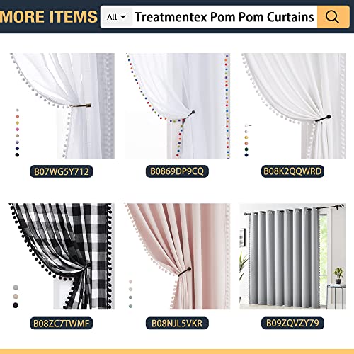 Buffalo Check Farmhouse Curtains 84inch Pom Pom Drapes