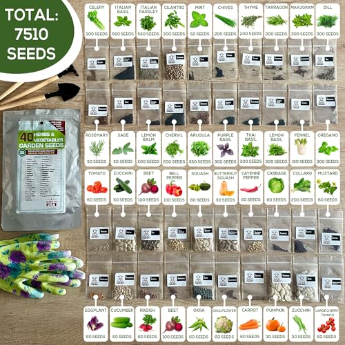 40 Premium Vegetable & Herb Seed Pack - Indoor & Outdoor Planting - Heirloom