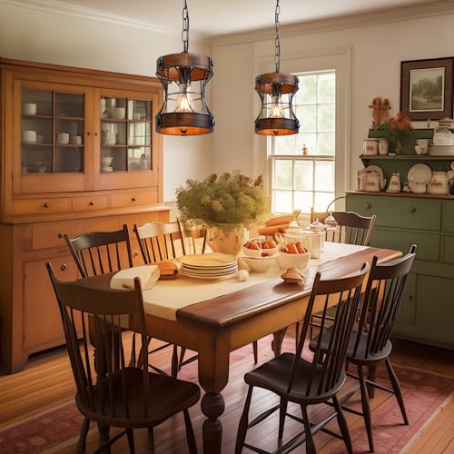 Rustic Farmhouse Pendant Light: Small, Wood Chandelier